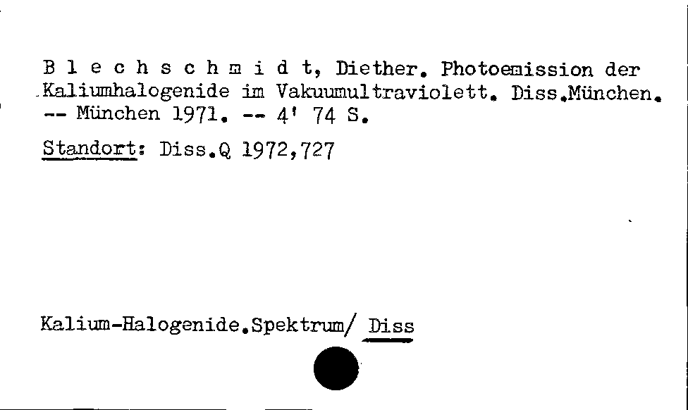 [Katalogkarte Dissertationenkatalog bis 1980]