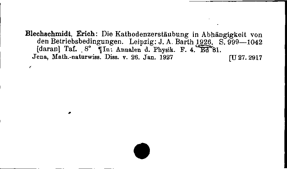 [Katalogkarte Dissertationenkatalog bis 1980]