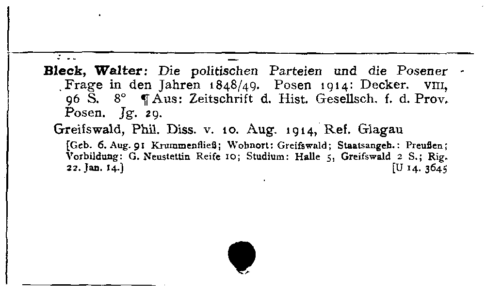 [Katalogkarte Dissertationenkatalog bis 1980]