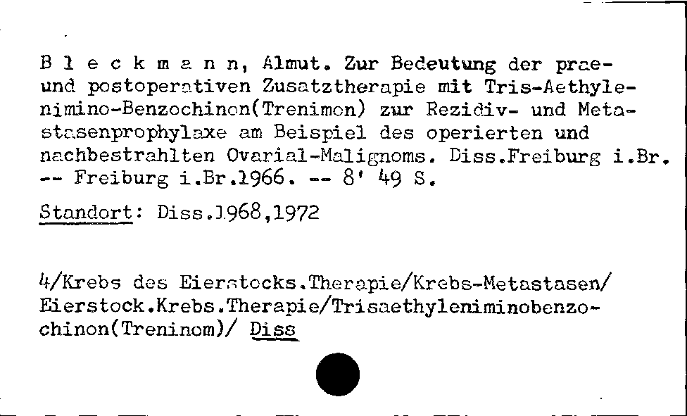 [Katalogkarte Dissertationenkatalog bis 1980]