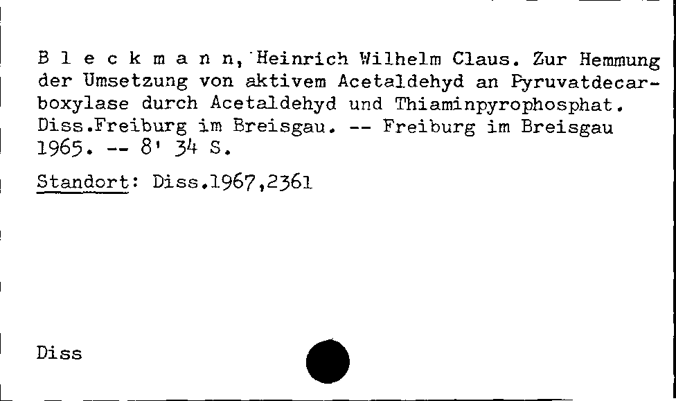 [Katalogkarte Dissertationenkatalog bis 1980]