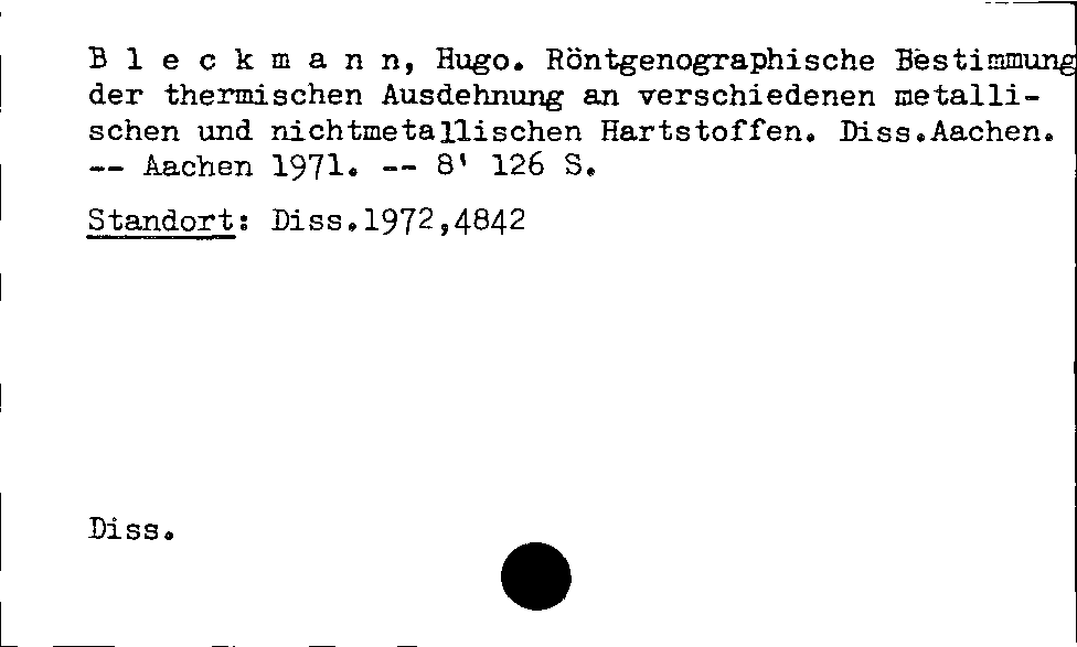 [Katalogkarte Dissertationenkatalog bis 1980]