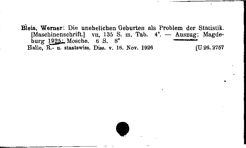 [Katalogkarte Dissertationenkatalog bis 1980]