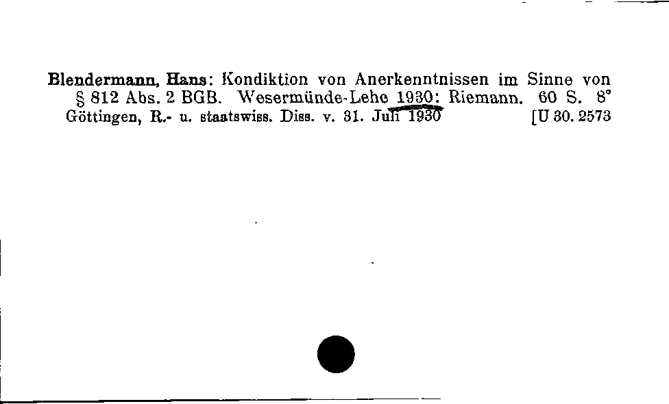 [Katalogkarte Dissertationenkatalog bis 1980]