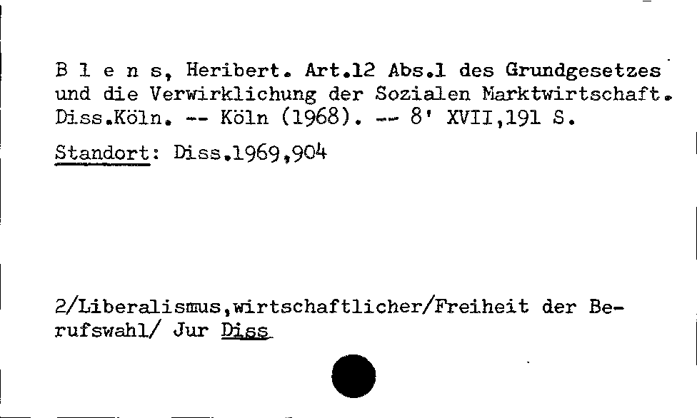 [Katalogkarte Dissertationenkatalog bis 1980]