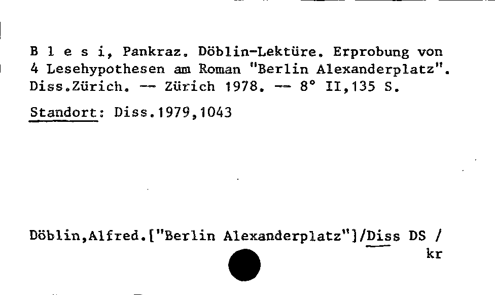 [Katalogkarte Dissertationenkatalog bis 1980]