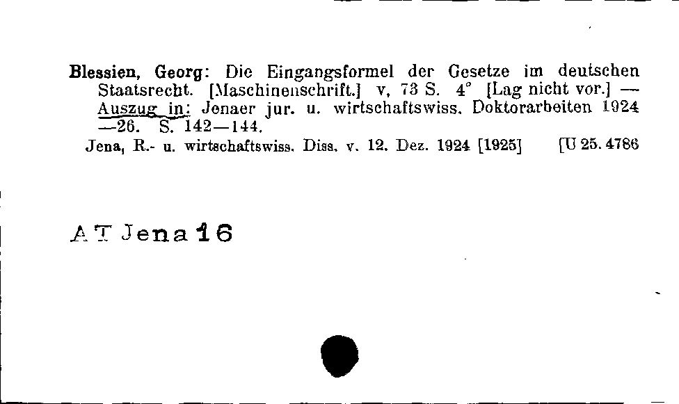 [Katalogkarte Dissertationenkatalog bis 1980]