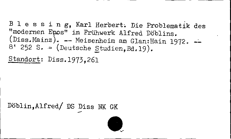 [Katalogkarte Dissertationenkatalog bis 1980]