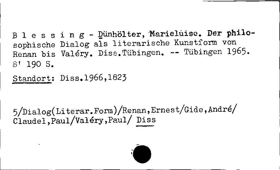 [Katalogkarte Dissertationenkatalog bis 1980]