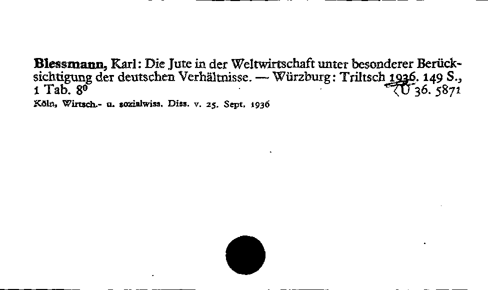 [Katalogkarte Dissertationenkatalog bis 1980]