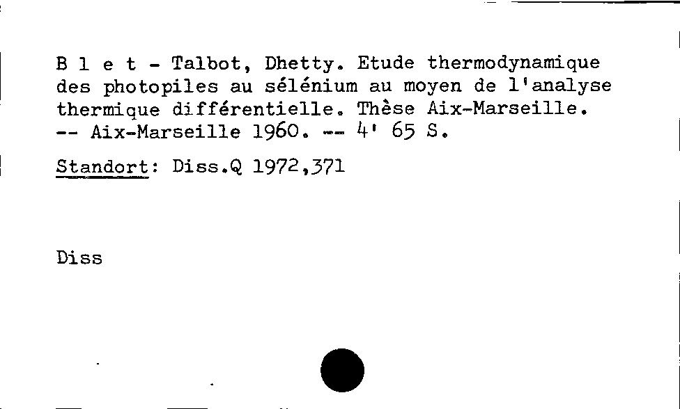 [Katalogkarte Dissertationenkatalog bis 1980]