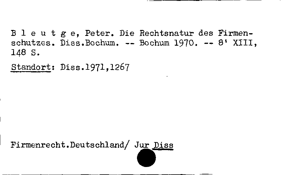 [Katalogkarte Dissertationenkatalog bis 1980]