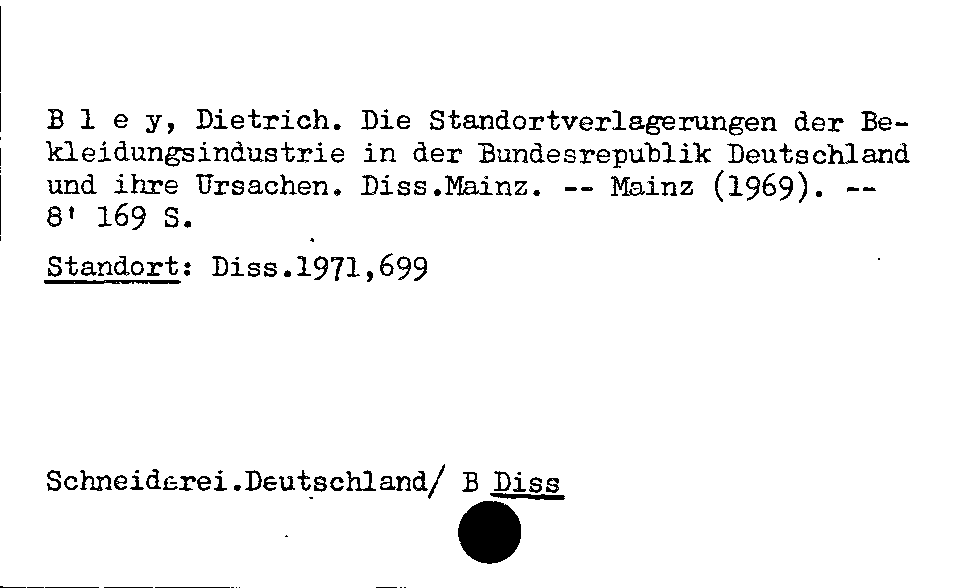 [Katalogkarte Dissertationenkatalog bis 1980]