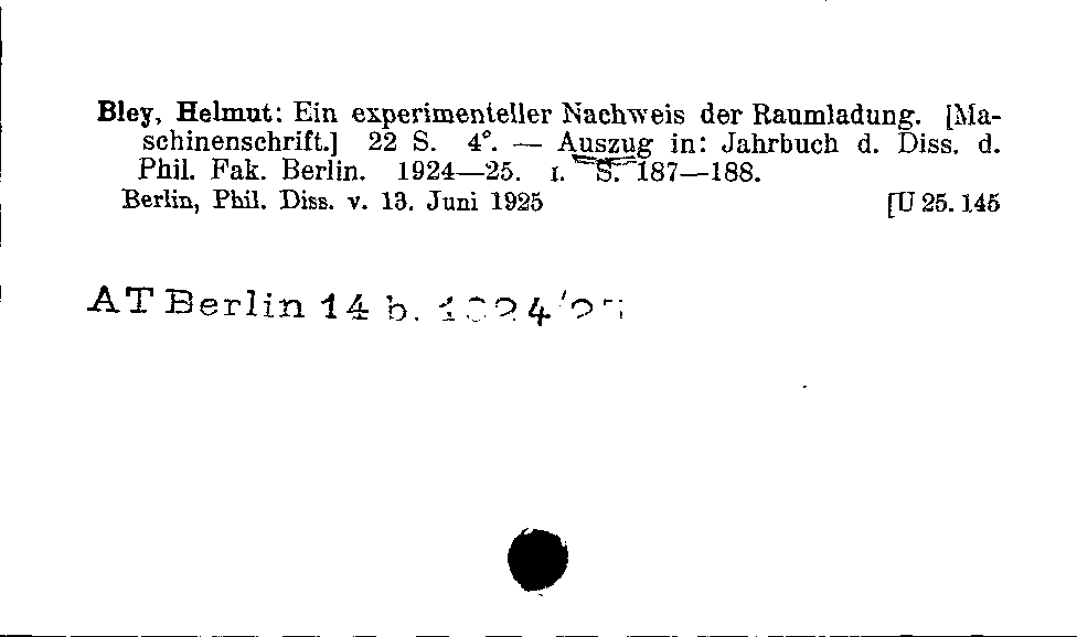 [Katalogkarte Dissertationenkatalog bis 1980]