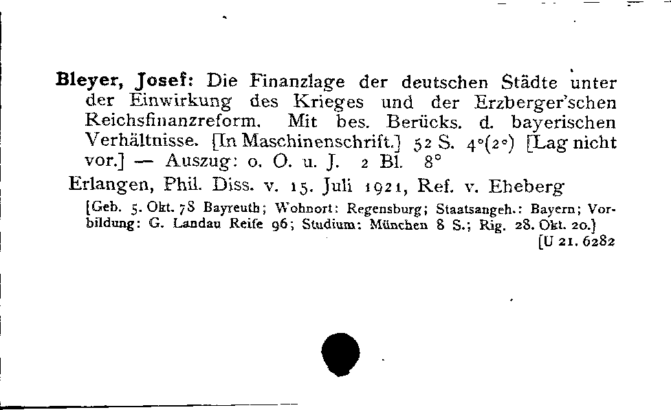 [Katalogkarte Dissertationenkatalog bis 1980]