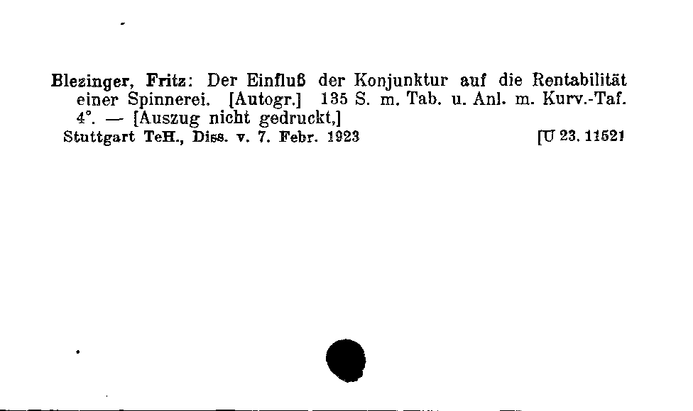 [Katalogkarte Dissertationenkatalog bis 1980]