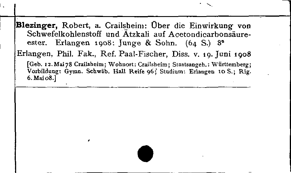 [Katalogkarte Dissertationenkatalog bis 1980]