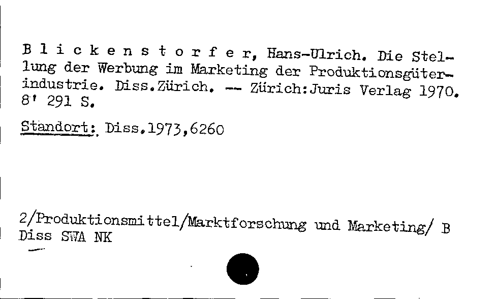 [Katalogkarte Dissertationenkatalog bis 1980]