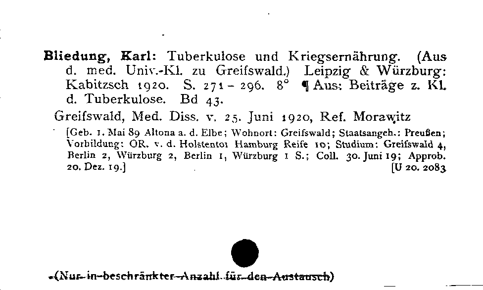 [Katalogkarte Dissertationenkatalog bis 1980]