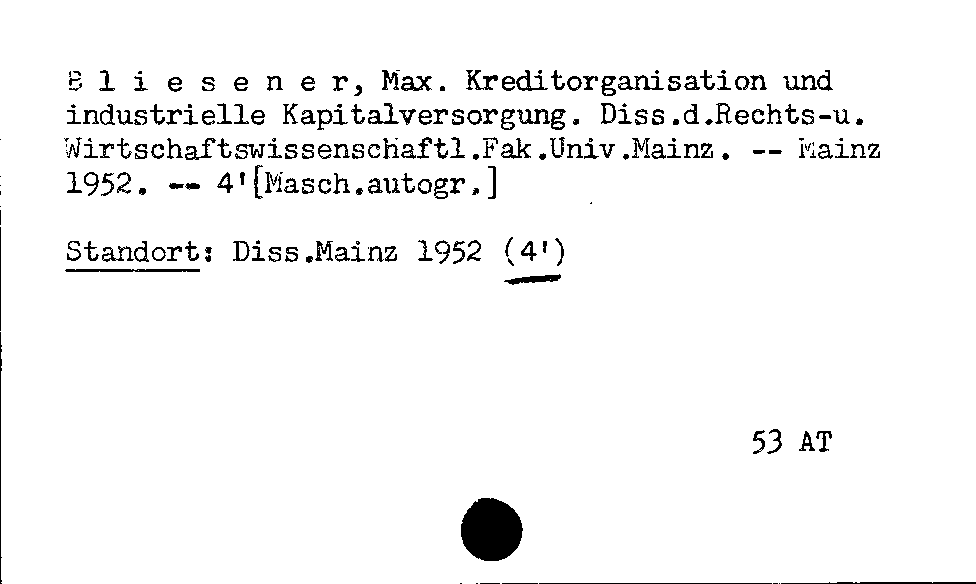 [Katalogkarte Dissertationenkatalog bis 1980]