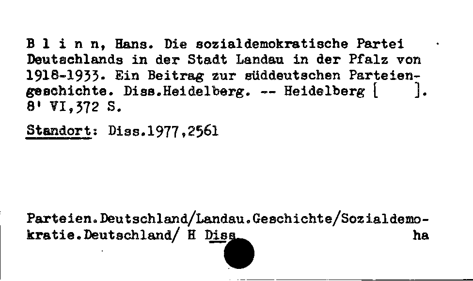 [Katalogkarte Dissertationenkatalog bis 1980]