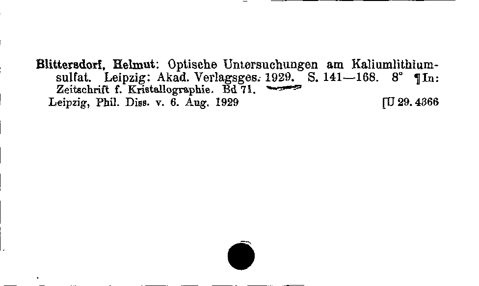 [Katalogkarte Dissertationenkatalog bis 1980]