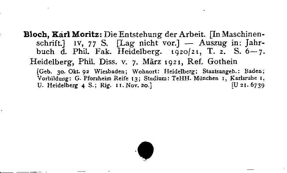 [Katalogkarte Dissertationenkatalog bis 1980]