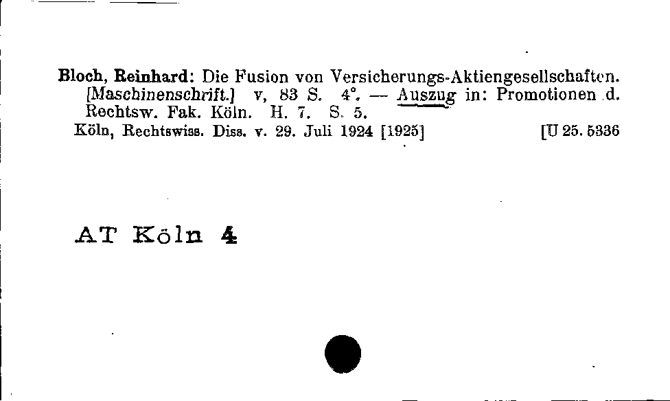 [Katalogkarte Dissertationenkatalog bis 1980]