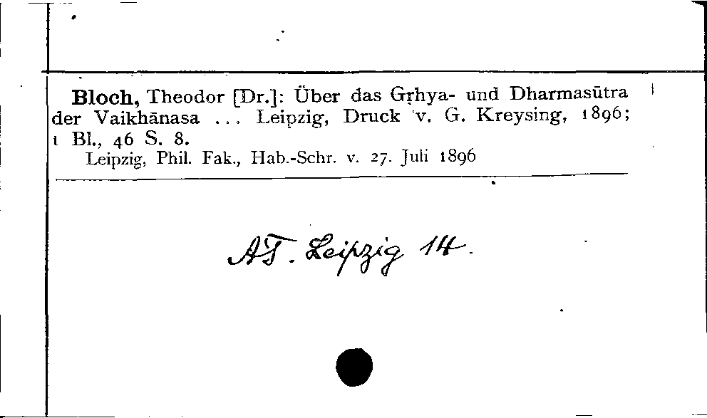 [Katalogkarte Dissertationenkatalog bis 1980]