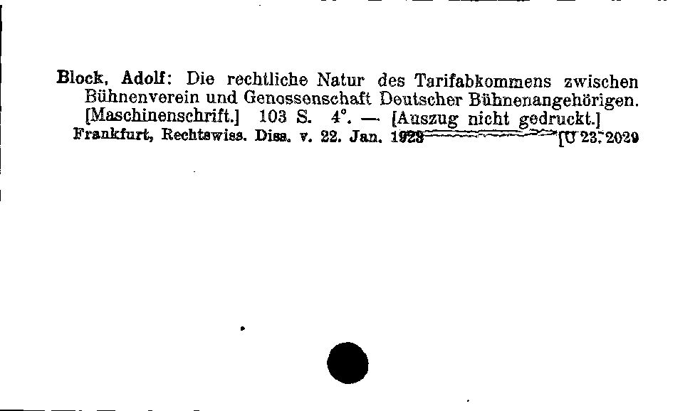 [Katalogkarte Dissertationenkatalog bis 1980]