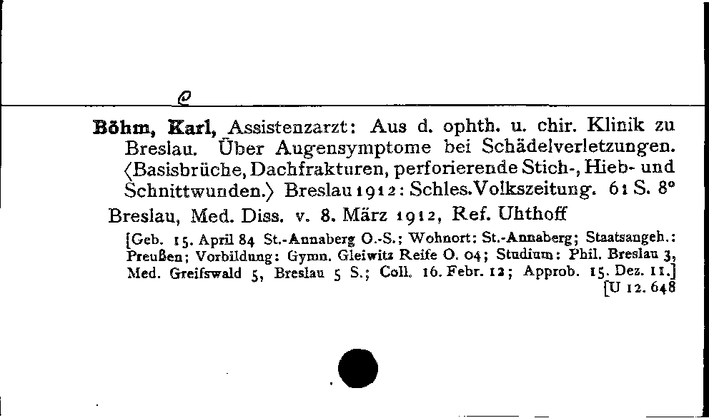 [Katalogkarte Dissertationenkatalog bis 1980]