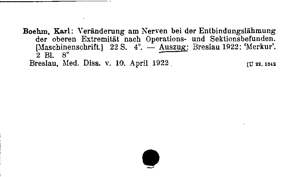 [Katalogkarte Dissertationenkatalog bis 1980]