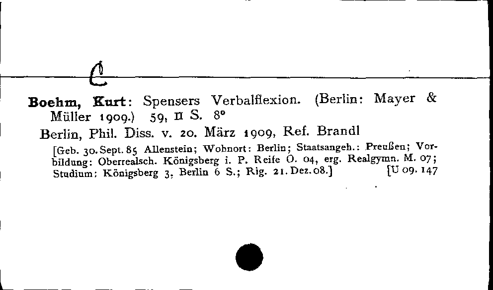 [Katalogkarte Dissertationenkatalog bis 1980]