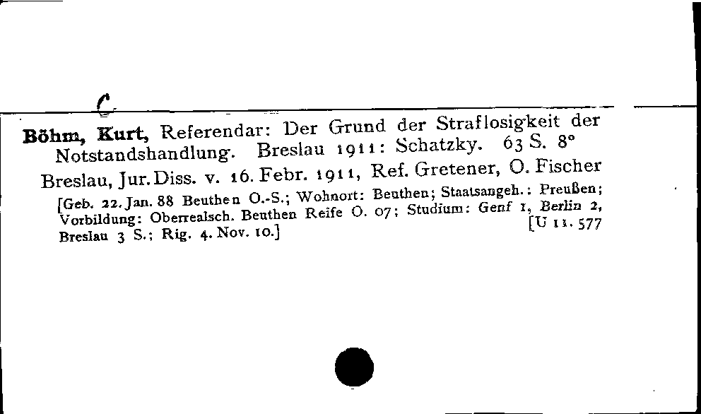 [Katalogkarte Dissertationenkatalog bis 1980]