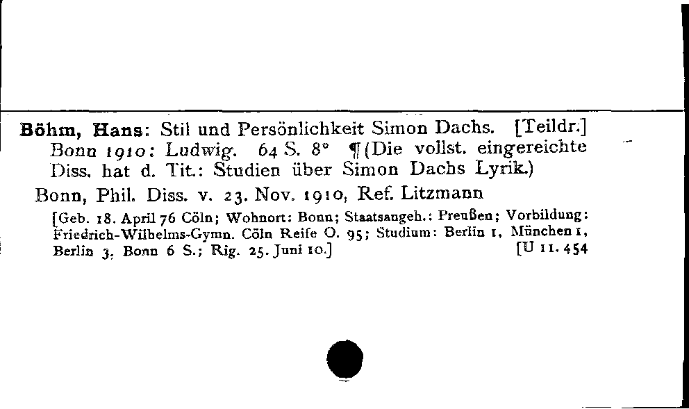 [Katalogkarte Dissertationenkatalog bis 1980]