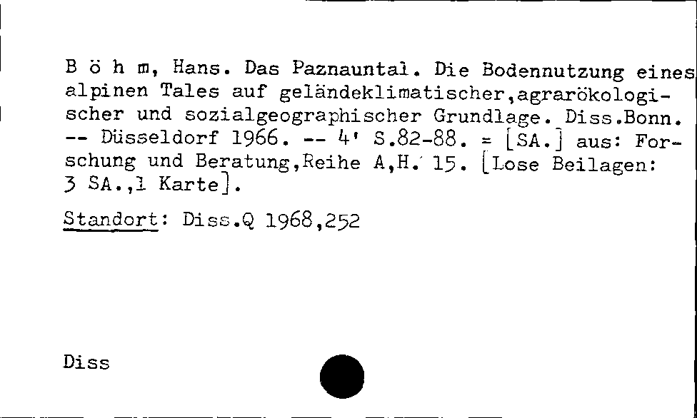 [Katalogkarte Dissertationenkatalog bis 1980]