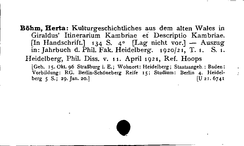 [Katalogkarte Dissertationenkatalog bis 1980]