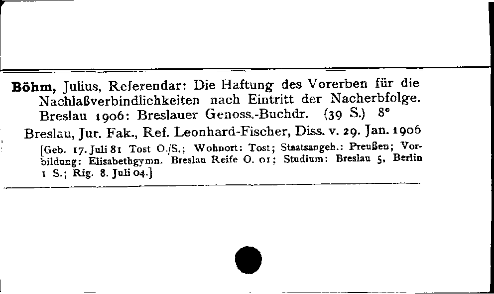 [Katalogkarte Dissertationenkatalog bis 1980]