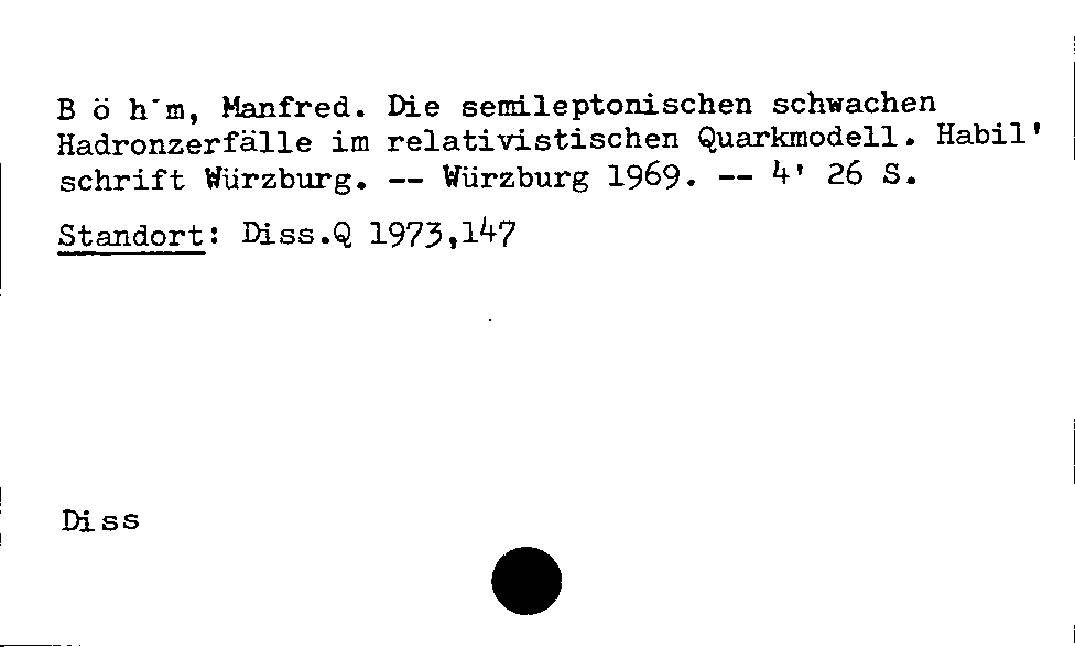 [Katalogkarte Dissertationenkatalog bis 1980]