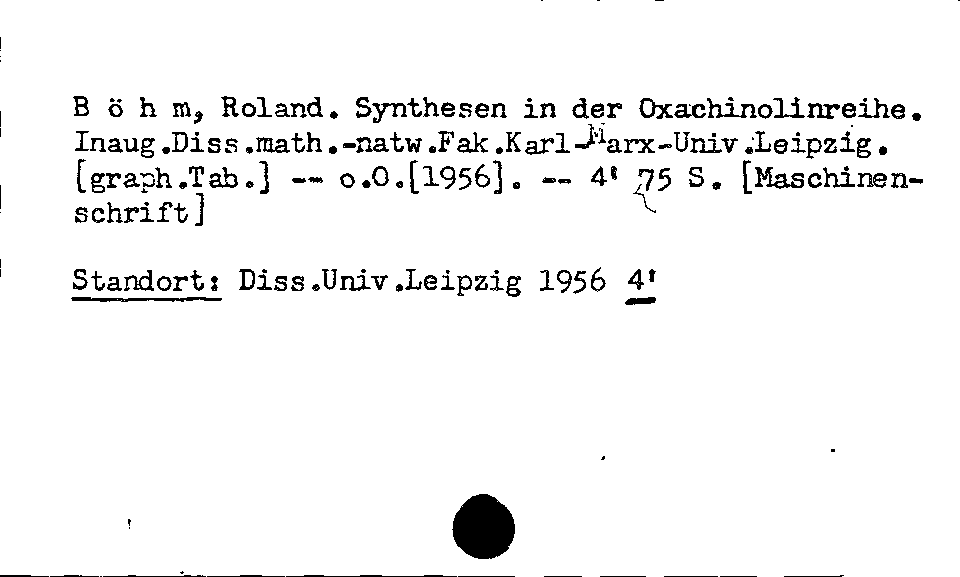 [Katalogkarte Dissertationenkatalog bis 1980]