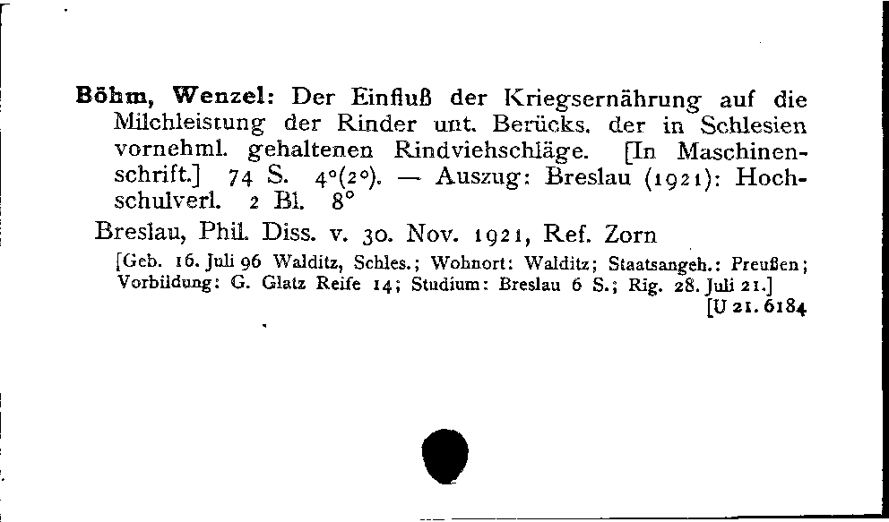 [Katalogkarte Dissertationenkatalog bis 1980]