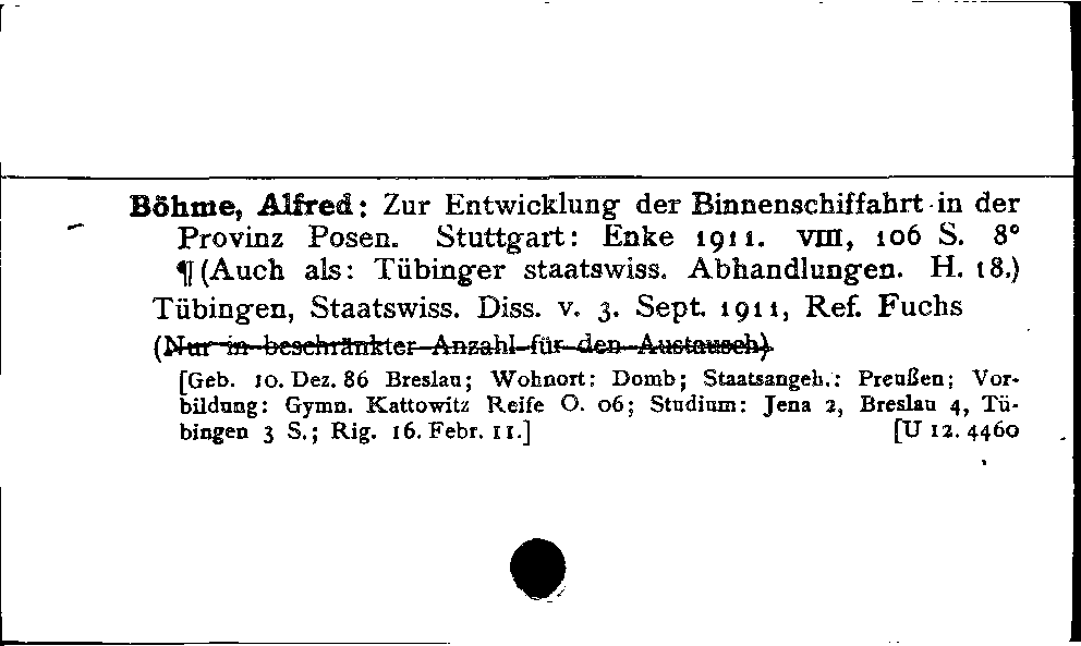 [Katalogkarte Dissertationenkatalog bis 1980]