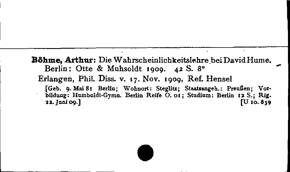 [Katalogkarte Dissertationenkatalog bis 1980]