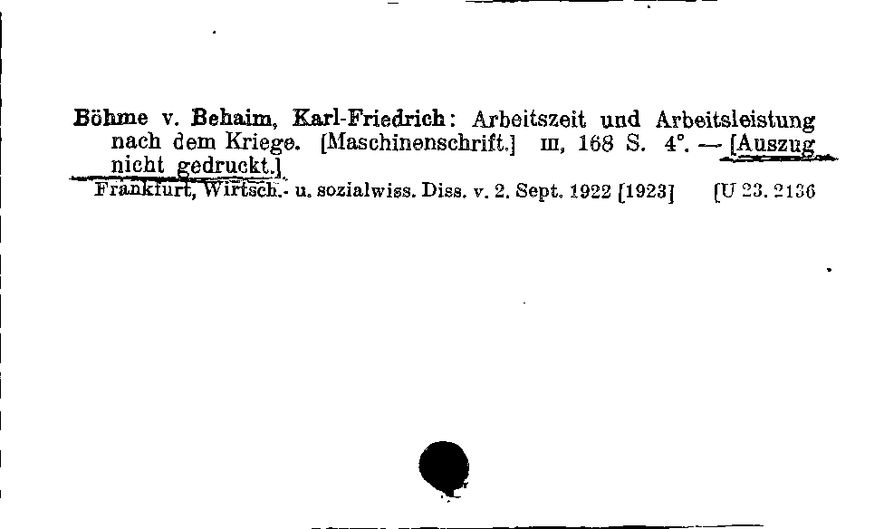 [Katalogkarte Dissertationenkatalog bis 1980]