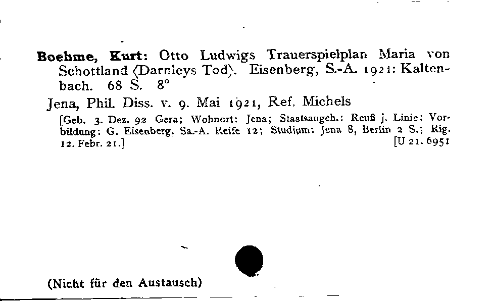 [Katalogkarte Dissertationenkatalog bis 1980]