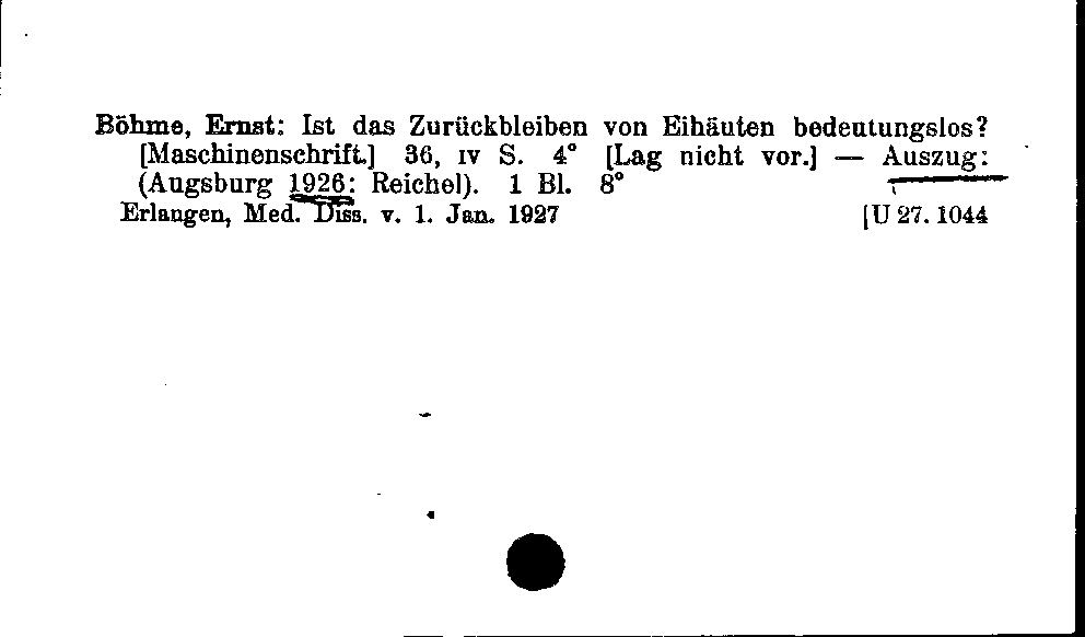 [Katalogkarte Dissertationenkatalog bis 1980]