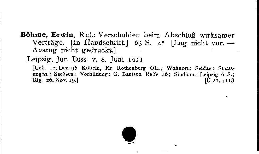 [Katalogkarte Dissertationenkatalog bis 1980]