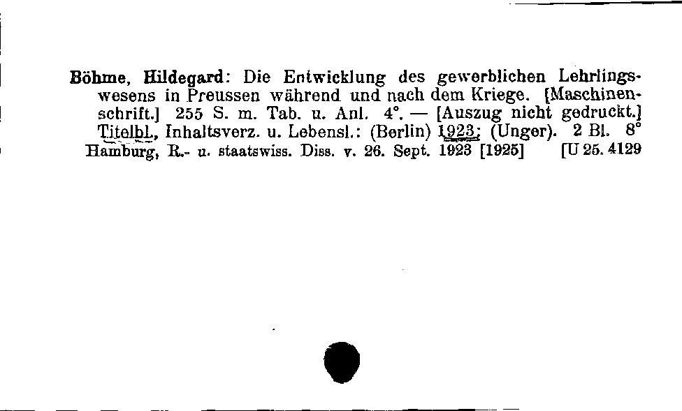 [Katalogkarte Dissertationenkatalog bis 1980]