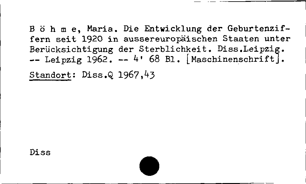 [Katalogkarte Dissertationenkatalog bis 1980]