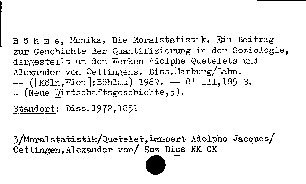 [Katalogkarte Dissertationenkatalog bis 1980]